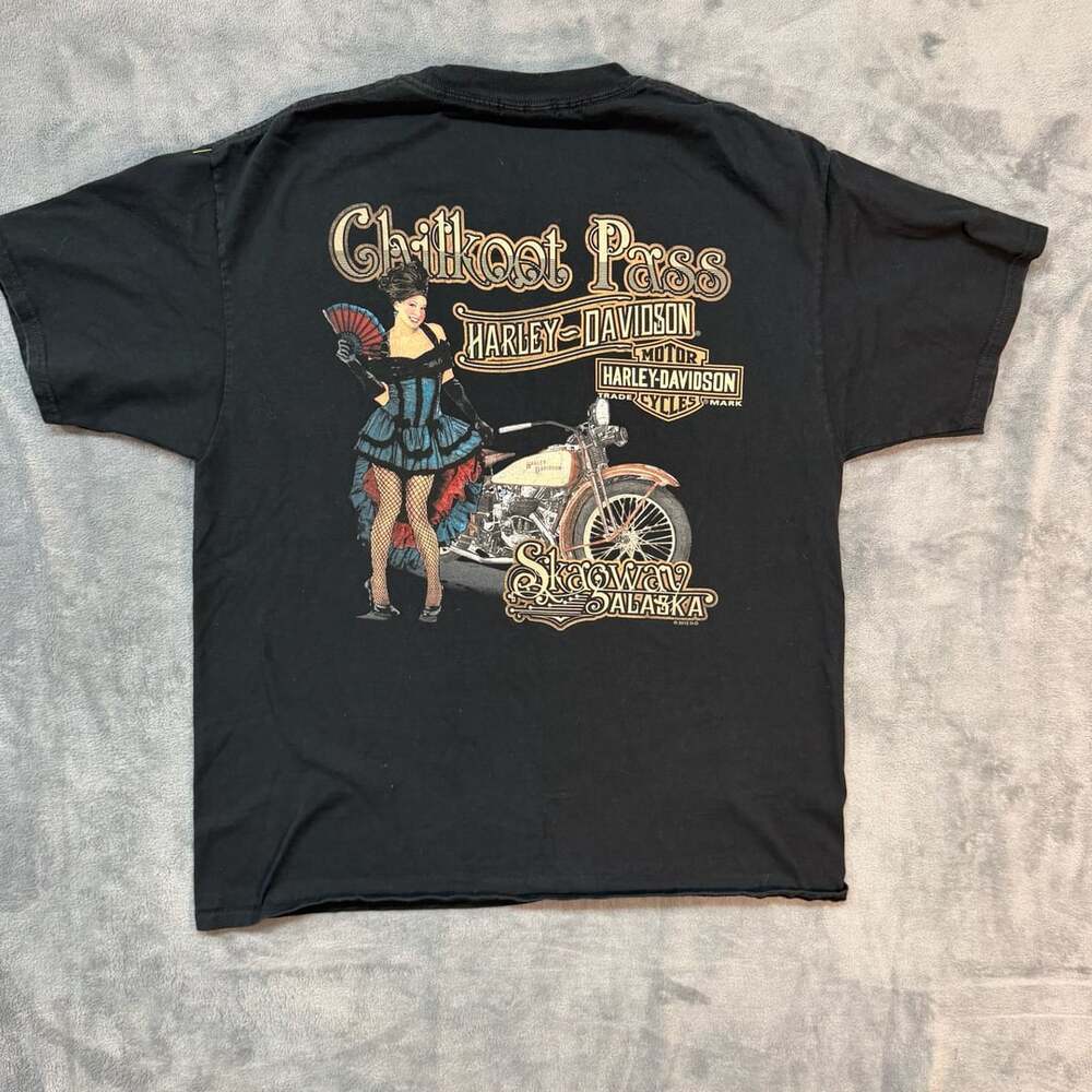 Harley-Davidson Chilkoot Pass Skagway Alaska Pin-Up T-Shirt Black
